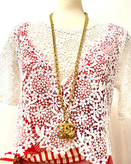 Vintage CHANEL heavy chain necklace with large and small woven design CC mark pendant top. Gorgeous masterpiece jewelry. 070107ac2