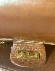 Vintage GUCCI brown crocodile leather shoulder bag with GG mark. Unisex. Rare masterpiece.