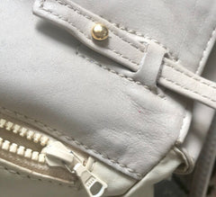Vintage Celine ivory beige and brown lizard embossed leather combo shoulder bag, clutch purse with golden logo. Celine Sport. 041015