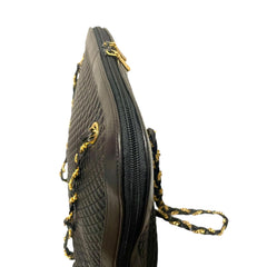 Vintage BALLY Black Quilted Lambskin Leather Shoulder Tote Bag Gold Logo Charms Chain Straps 080819ys3