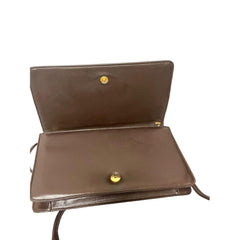 Vintage LANVIN dark brown lambskin clutch shoulder bag in chevron stitch design with iconic golden logo motif. Rare beautiful bag. 080922ac2