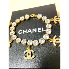 Vintage Chanel bracelet with crystal and CC charms. Must have gorgeous jewelry piece. 0407131