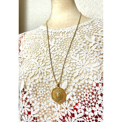 Vintage Christian Dior ball chain necklace with round shape logo embossed coin pendant top. Fab dior vintage jewelry gift. 060305ac1