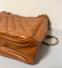 Vintage CHANEL Brown Quilted Leather Classic Tote Bag | 1980s Chain Shoulder Bag with CC Charm | Daily Use CHANEL bag | 071225re1
