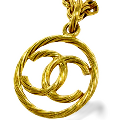 Vintage CHANEL long chain necklace with twisted round CC closure. Gorgeous jewelry. Best gift idea. 070727y1