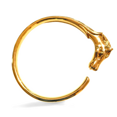 Vintage Hermes golden horse head design bangle, bracelet. Classic jewelry from Hermes. 070218ys7