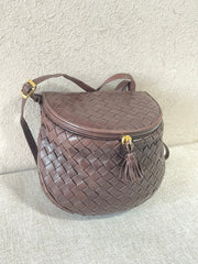 Vintage Bottega Veneta brown fisherman style intrecciato shoulder bag, mini purse. Unique piece you must have. 070218ys10