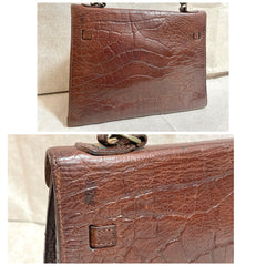 Vintage Mulberry croc embossed leather Kelly bag with shoulder strap. Roger Saul era. Rare masterpiece. 061118r1