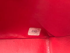 Vintage CHANEL red lambskin square shoulder bag with gold tone chain straps and gold CC. Paris limited edition. Classic purse. 060719ys