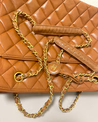 Vintage CHANEL Brown Quilted Leather Classic Tote Bag | 1980s Chain Shoulder Bag with CC Charm | Daily Use CHANEL bag | 071225re1