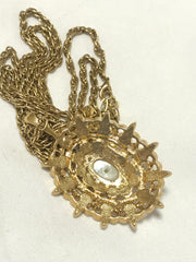 Vintage NINA RICCI statement necklace with oval shape pendant top with pearl and crystal stones. Rare and gorgeous gift. 0405165