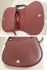 Vintage Cartier wine, bordeaux leather shoulder bag with embossed logo, purse from must de Cartier collection. Great daily bag. 070128ac3