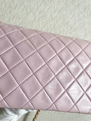 1990s Vintage CHANEL 2.55 Milky Pink Lambskin Shoulder Bag with Gold CC Turnlock | Rare Color Classic Flap | 408241