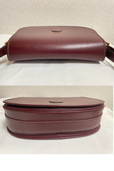 Vintage Cartier wine, bordeaux leather shoulder bag with embossed logo, purse from must de Cartier collection. Great daily bag. 070128ac3