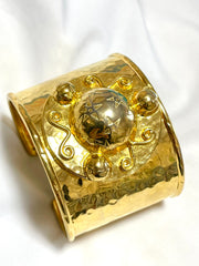 Vintage Celine thick cuff link bangle/ bracelet with space, sunburst, star motif design. One-of-a-kind Celine jewelry. 070204ac4