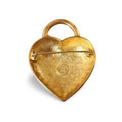 Vintage Givenchy heart brooch with logo mark.  Padlock heart shape pin brooch. Gorgeous jewelry piece. 05062814