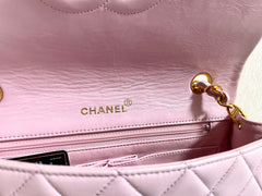 1990s Vintage CHANEL 2.55 Milky Pink Lambskin Shoulder Bag with Gold CC Turnlock | Rare Color Classic Flap | 408241