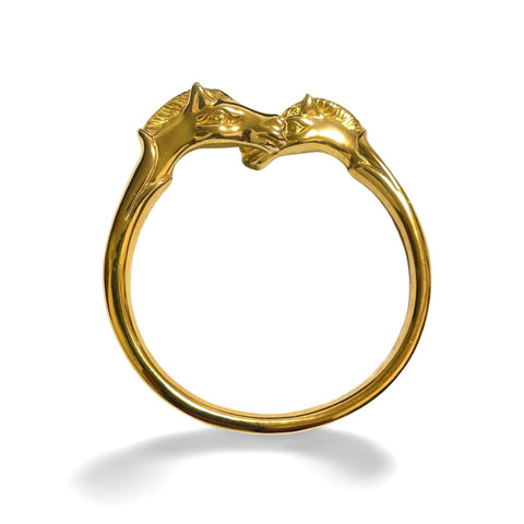 Vintage Hermes golden double horse head design bangle, bracelet. Beautiful classic jewelry from Hermes. 060220m