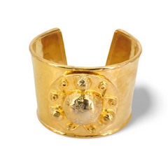 Vintage Celine thick cuff link bangle/ bracelet with space, sunburst, star motif design. One-of-a-kind Celine jewelry. 070204ac4