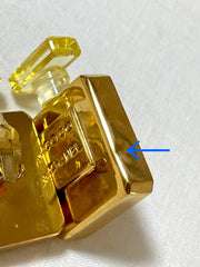 Vintage Chanel golden perfume bottle earrings with embossed logo. Large and heavy earrings. 070114ac2