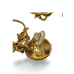 Vintage CHANEL golden round motif and logo letter dangling earrings. Rare and adorable jewelry for your collection. 060820ac2