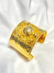 Vintage Celine thick cuff link bangle/ bracelet with space, sunburst, star motif design. One-of-a-kind Celine jewelry. 070204ac4