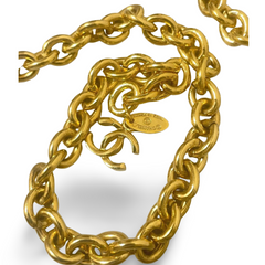 Vintage CHANEL gold chain belt with triple layer chains and two large matelasse CC mark charms at sides. Gorgeous belt. 95cm. 070527ac2