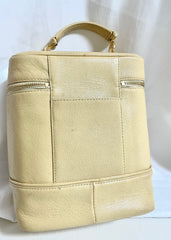 Vintage Gianni Versace cream yellow vanity large purse with golden logo charms. Perfect gift idea. Lady Gaga style. 041205ac2