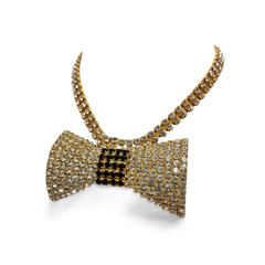 Vintage Celine golden choker necklace with crystals and big bow top. Fabolous choker necklace. Must have gorgeous jewelry piece. 061112ac2