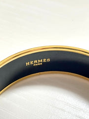 Vintage Hermes cloisonne enamel golden bangle with lion couple design. Classic Hermes GM bracelet. 070225ac4