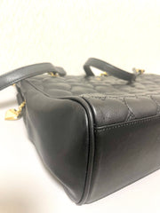 Vintage MOSCHINO black heart shape quilting lambskin tote bag with golden chains. Chic and functional purse. 070603ac1