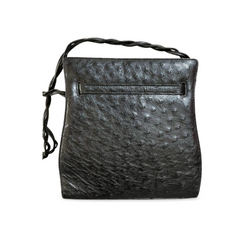 Vintage BALLY genuine ostrich leather kelly ado sport style shoulder bag purse with gold tone hardware and twisted straps. 061024y1