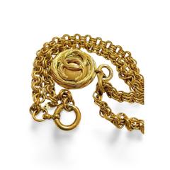 Vintage CHANEL nice and heavy chain necklace with round twisted CC and mirror pendant top. Best gift idea. 051125ya1