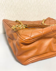 Vintage CHANEL Brown Quilted Leather Classic Tote Bag | 1980s Chain Shoulder Bag with CC Charm | Daily Use CHANEL bag | 071225re1