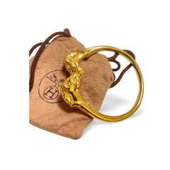 Vintage Hermes golden double horse head design bangle, bracelet. Beautiful classic jewelry from Hermes. 060220m