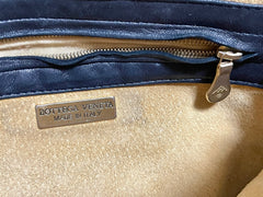 Vintage Bottega Veneta intrecciato navy and green woven lamb leather shoulder bag. 070203ys1