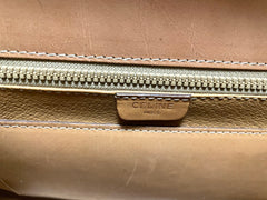 Vintage Celine cream beige triomphe macadam pattern handbag with brown leather trimmings. Classic purse from 90s Celine. 071104ac2