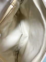 Vintage Celine ivory beige and brown lizard embossed leather combo shoulder bag, clutch purse with golden logo. Celine Sport. 041015