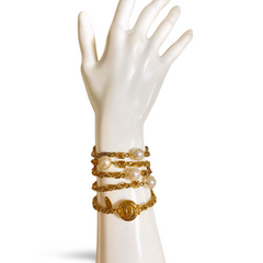 Vintage CHANEL long necklace with faux pearl and mini CC marks. Can be worn as double or as bracelet. Classic jewelry piece. 061217ac3