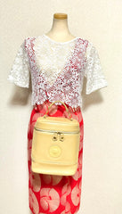 Vintage Gianni Versace cream yellow vanity large purse with golden logo charms. Perfect gift idea. Lady Gaga style. 041205ac2