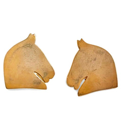 Vintage HERMES gold tone horse earrings. Fun and unique jewel piece from Bijouterie Fantaisie collection. 050618ya
