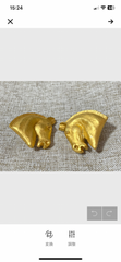 Vintage HERMES gold tone horse earrings. Fun and unique jewel piece from Bijouterie Fantaisie collection. 060521ac3
