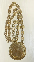 90s Vintage Gianni Versace Runway necklace with extra large Medusa face pendant top. Can be worn as a belt as well. Must have masterpiece. 070818y1
