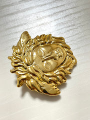 Vintage Gianni Versace gold medusa head face brooch. Can be hat, jacket pin. Great gift idea. 070906m1