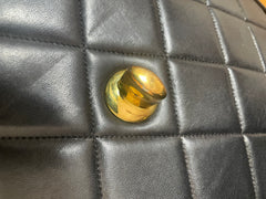 Vintage Chanel classic large black lambskin 2.55 square shape chain shoulder bag with golden large CC closure. Must have purse. 0404081