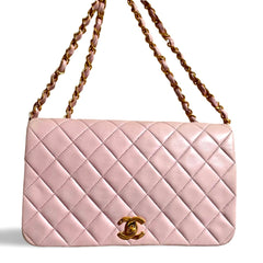 1990s Vintage CHANEL 2.55 Milky Pink Lambskin Shoulder Bag with Gold CC Turnlock | Rare Color Classic Flap | 408241