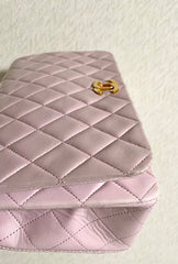 1990s Vintage CHANEL 2.55 Milky Pink Lambskin Shoulder Bag with Gold CC Turnlock | Rare Color Classic Flap | 408241