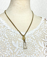 Vintage Moschino chain necklace with zipper pull design M logo heart pendant top. 050806ya1