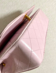 1990s Vintage CHANEL 2.55 Milky Pink Lambskin Shoulder Bag with Gold CC Turnlock | Rare Color Classic Flap | 408241