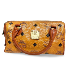 Vintage MCM classic brown monogram mini speedy bag. Must have purse, designed by Michael Cromer. 070108re1